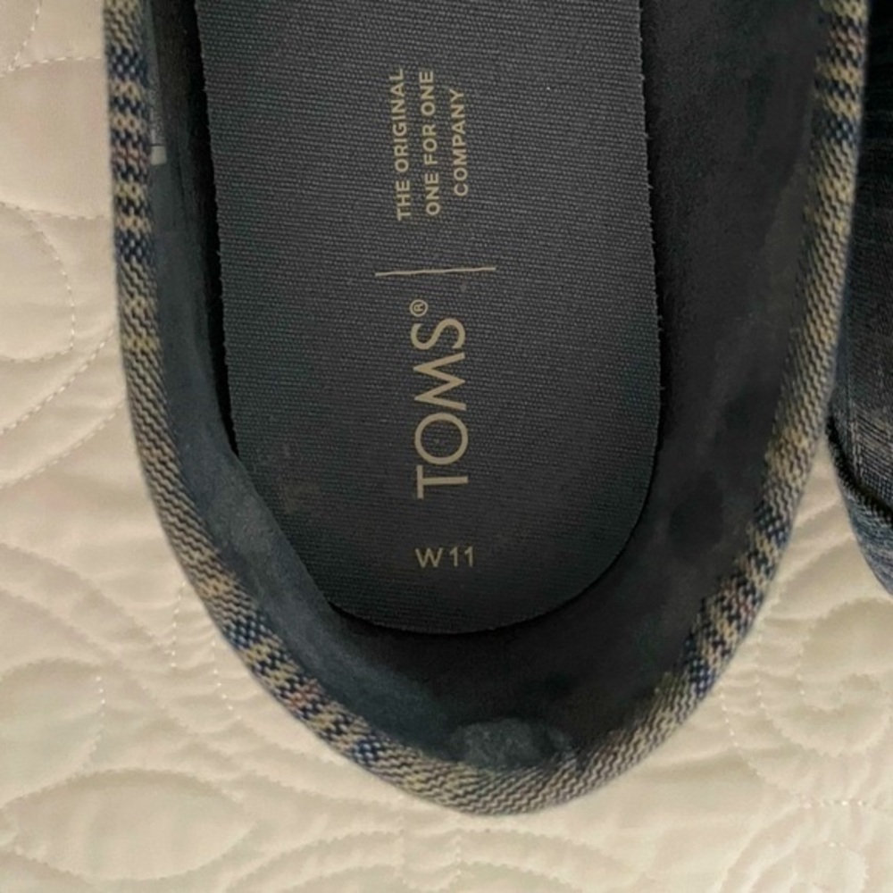Toms Alpargata Citadel Blue Classic Plaid/Bow flats Sz 11 - Picture 6 of 15